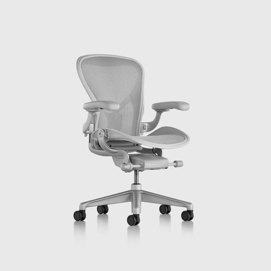 Herman Miller Aeron Chair - Mineral Satin Aluminium Base (1 Year Warranty)